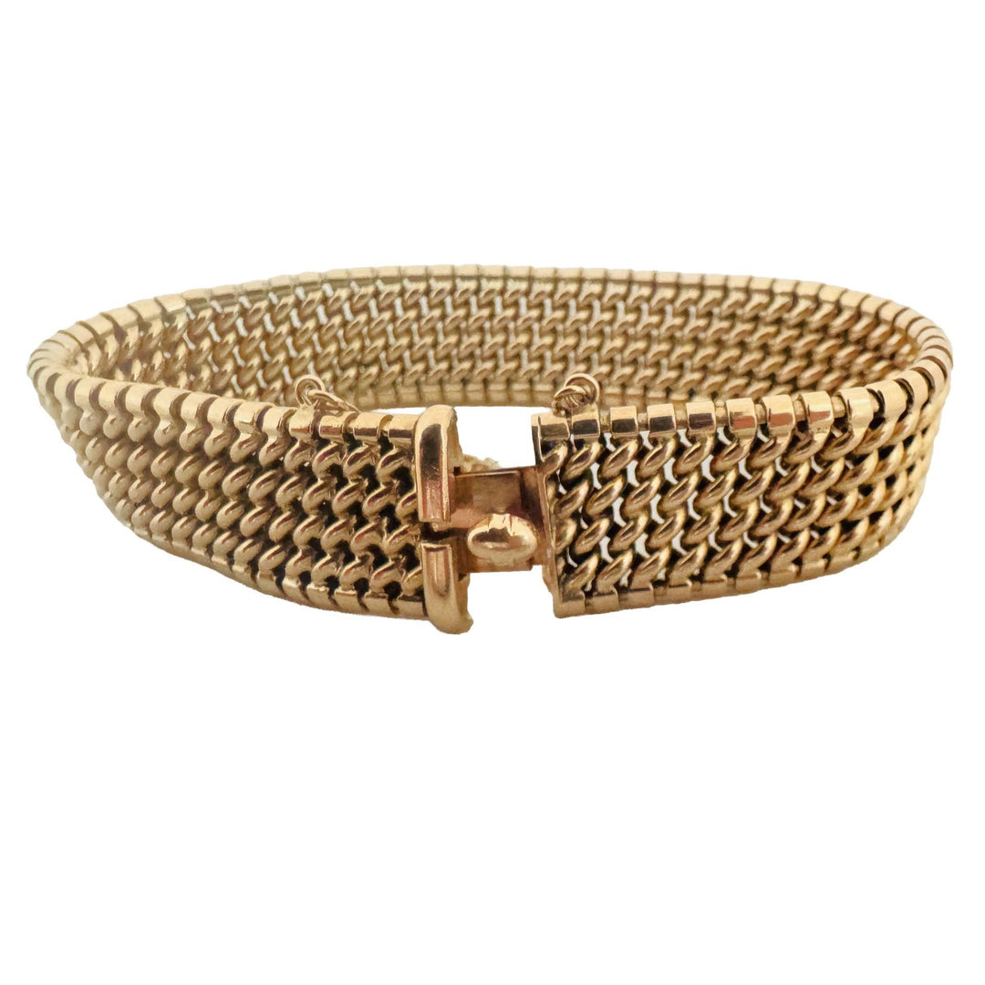 14k Yellow Gold 36.2g Heavy Solid Vintage 15mm Mesh Link Bracelet 7.5"