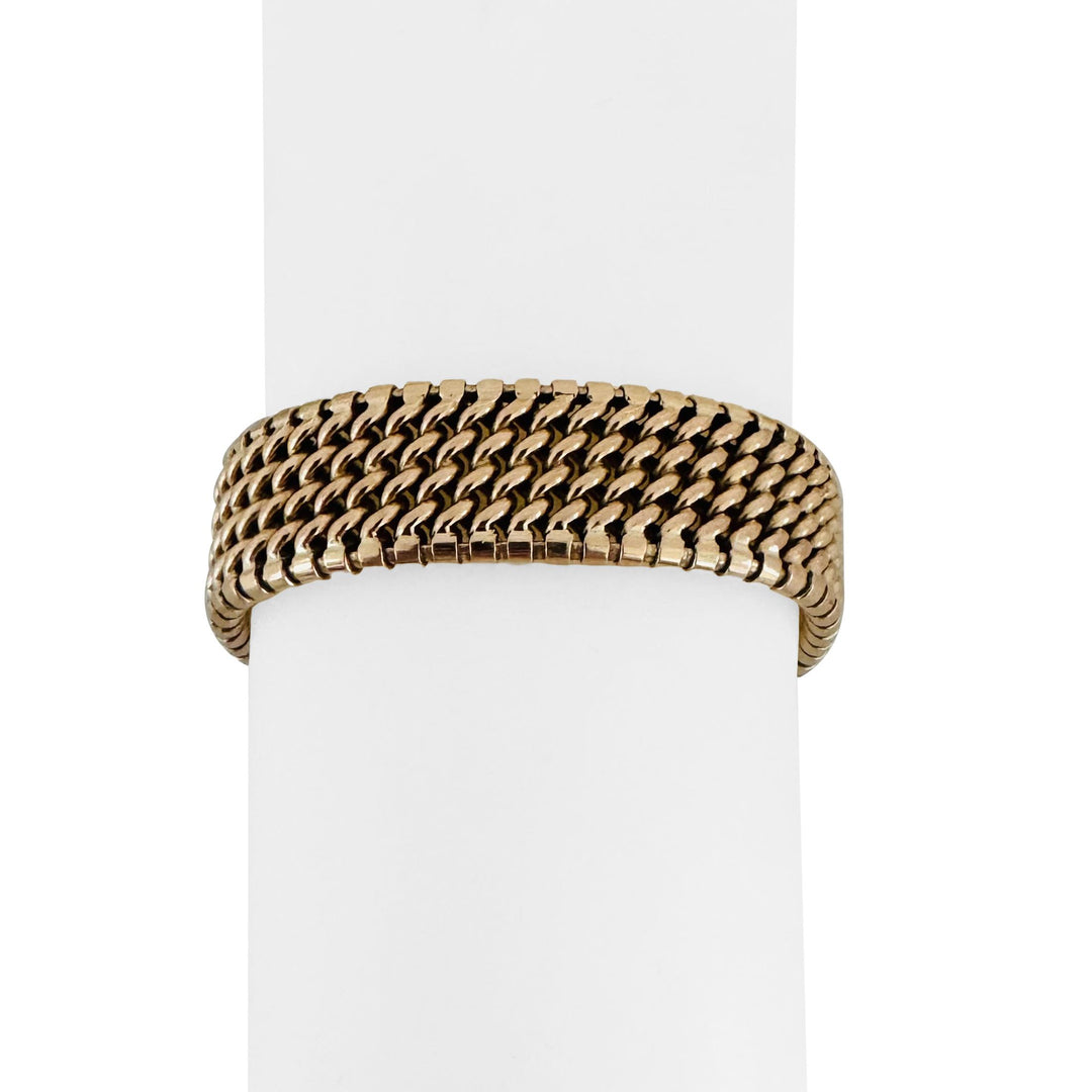 14k Yellow Gold 36.2g Heavy Solid Vintage 15mm Mesh Link Bracelet 7.5"