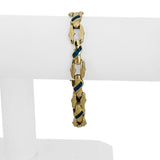 14k Yellow Gold and Opal 18.2g Solid Ladies Fancy Link Bracelet 7.25"