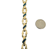 14k Yellow Gold and Opal 18.2g Solid Ladies Fancy Link Bracelet 7.25"