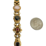 14k Yellow Gold 31.3g Heavy Vintage Multi Gemstone Slide Charm Bracelet 7"