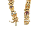 14k Yellow Gold 31.3g Heavy Vintage Multi Gemstone Slide Charm Bracelet 7"