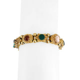 14k Yellow Gold 31.3g Heavy Vintage Multi Gemstone Slide Charm Bracelet 7"