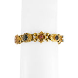 14k Yellow Gold 31.3g Heavy Vintage Multi Gemstone Slide Charm Bracelet 7"