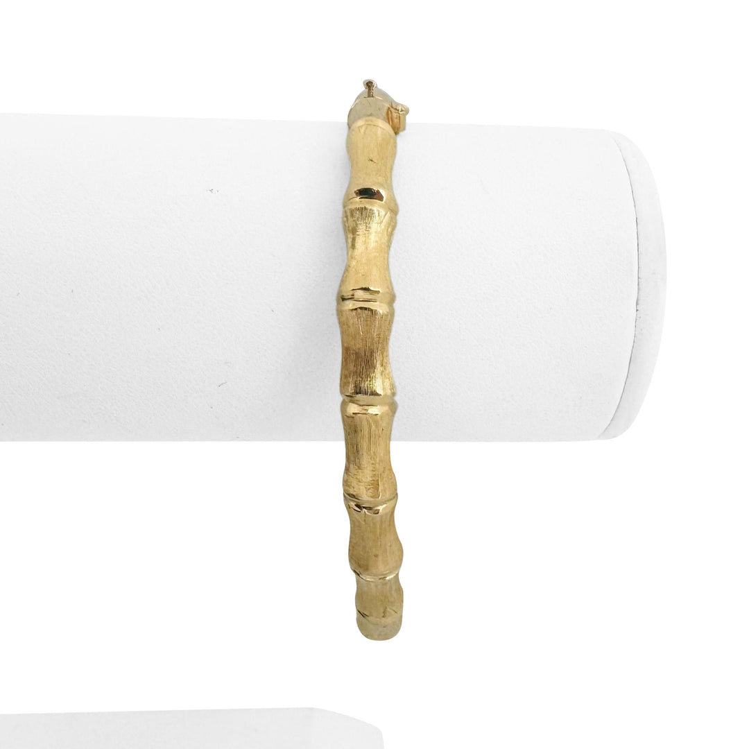 14k Yellow Gold 16.5g Solid Vintage 6mm Bamboo Bangle Bracelet 7.25"