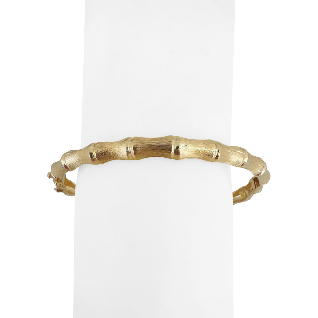 14k Yellow Gold 16.5g Solid Vintage 6mm Bamboo Bangle Bracelet 7.25"