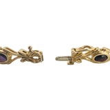 14k Yellow Gold 18.5g Ladies Floral Multi Cabochon Gemstone Link Bracelet 7.25"