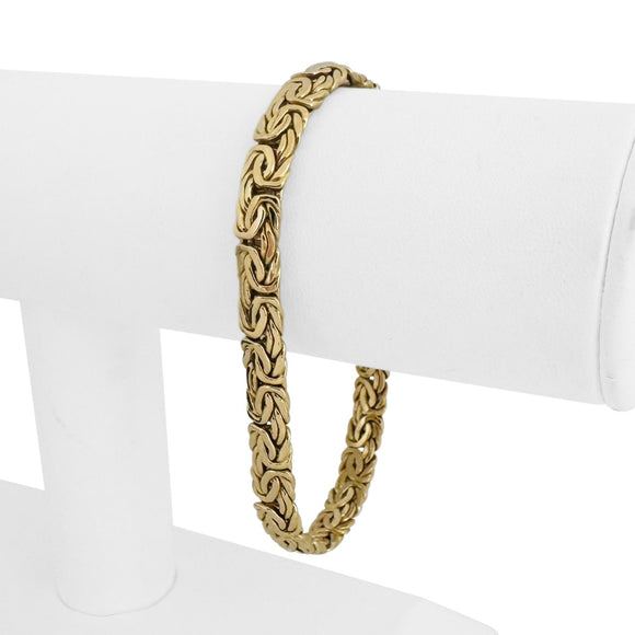 14k Yellow Gold 9.2g Ladies 7mm Byzantine Link Bracelet Turkey 7.75
