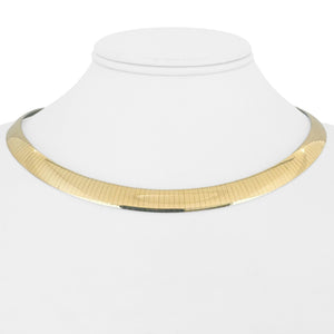 14k Yellow and White Gold 45.6g Reversible Heavy 8mm Omega Necklace Italy 16"