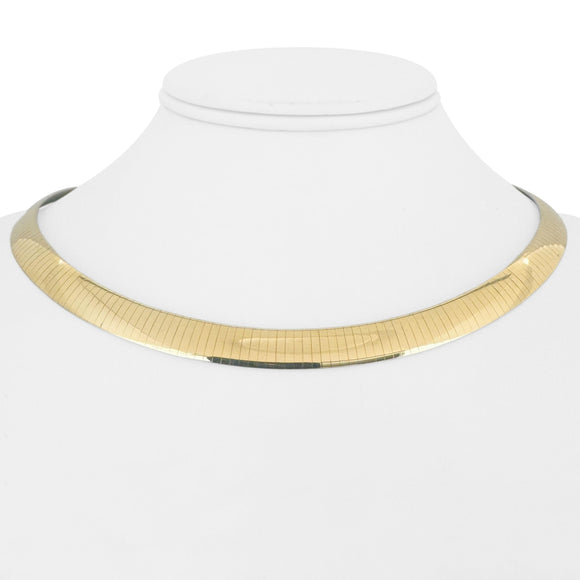 14k Yellow and White Gold 45.6g Reversible Heavy 8mm Omega Necklace Italy 16