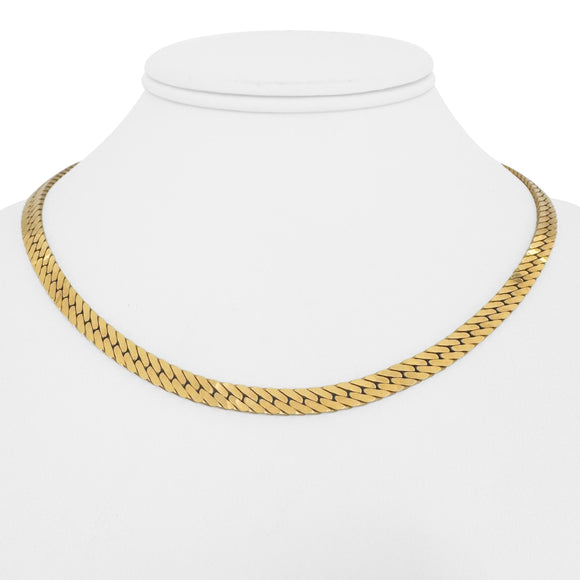 14k Yellow Gold 28.6g UnoAErre Vintage Thick Herringbone Necklace Italy 16.5
