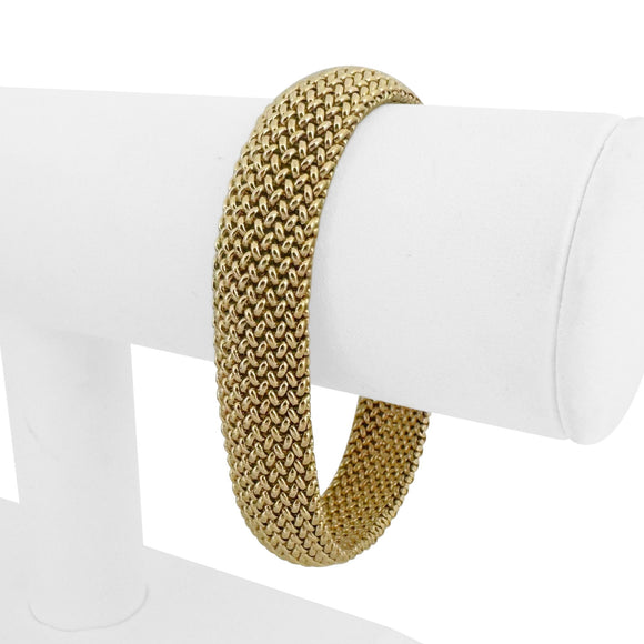 14k Yellow Gold 40g Solid Heavy 14mm Vintage Mesh Link Bracelet 7.5
