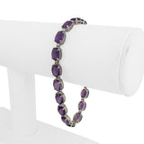 14k White Gold and Amethyst 9.8g Ladies Link Bracelet 7.5"