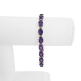 14k White Gold and Amethyst 9.8g Ladies Link Bracelet 7.5"