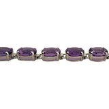 14k White Gold and Amethyst 9.8g Ladies Link Bracelet 7.5"