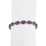 14k White Gold and Amethyst 9.8g Ladies Link Bracelet 7.5"