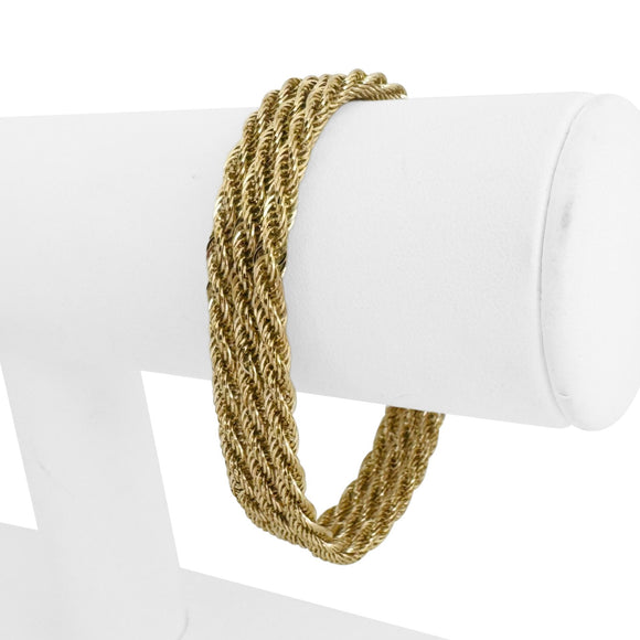 14k Yellow Gold 9.5g Ladies Light 12mm Three Strand Twisted Link Bracelet 7.25
