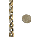 14k Yellow and White Gold 12.2g Hollow Light Rolo Link Bracelet Italy 8"