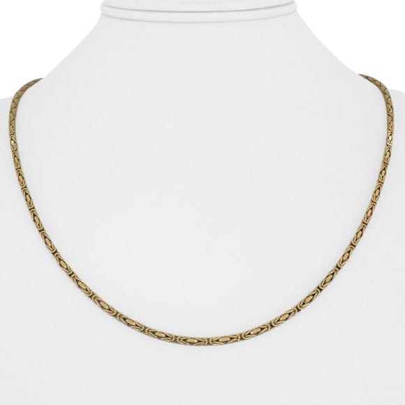 14k Yellow Gold 13g Solid Squared 2.5mm Byzantine Link Chain Necklace 20