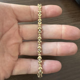 14k Yellow Gold and Diamond 16.5g Solid Vintage Bow Link Bracelet 6.75"