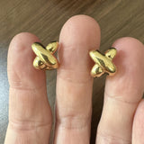18k Yellow Gold 8.7g Solid Polished X Huggie Earrings