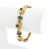14k Yellow Gold and Multi Gemstone 23.8g Solid Heavy Bangle Bracelet 6.5"