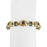 14k Yellow Gold and Multi Gemstone 23.8g Solid Heavy Bangle Bracelet 6.5"