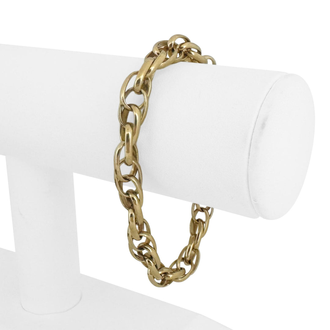 14k Yellow Gold 25.4g Solid Ladies 8mm Fancy Twisted Link Bracelet 7.5"