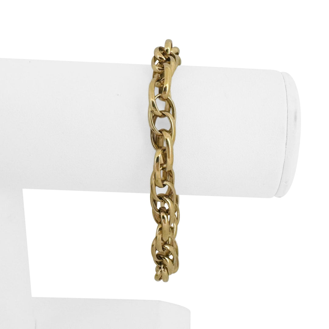 14k Yellow Gold 25.4g Solid Ladies 8mm Fancy Twisted Link Bracelet 7.5"