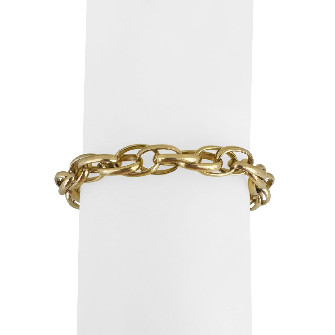 14k Yellow Gold 25.4g Solid Ladies 8mm Fancy Twisted Link Bracelet 7.5"