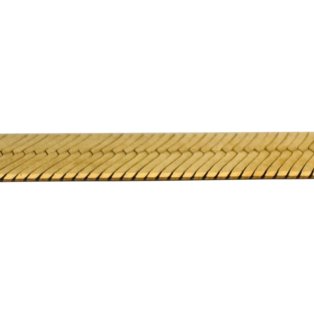 14k Yellow Gold 18.7g Solid Flat 7mm Herringbone Link Necklace Italy 18"