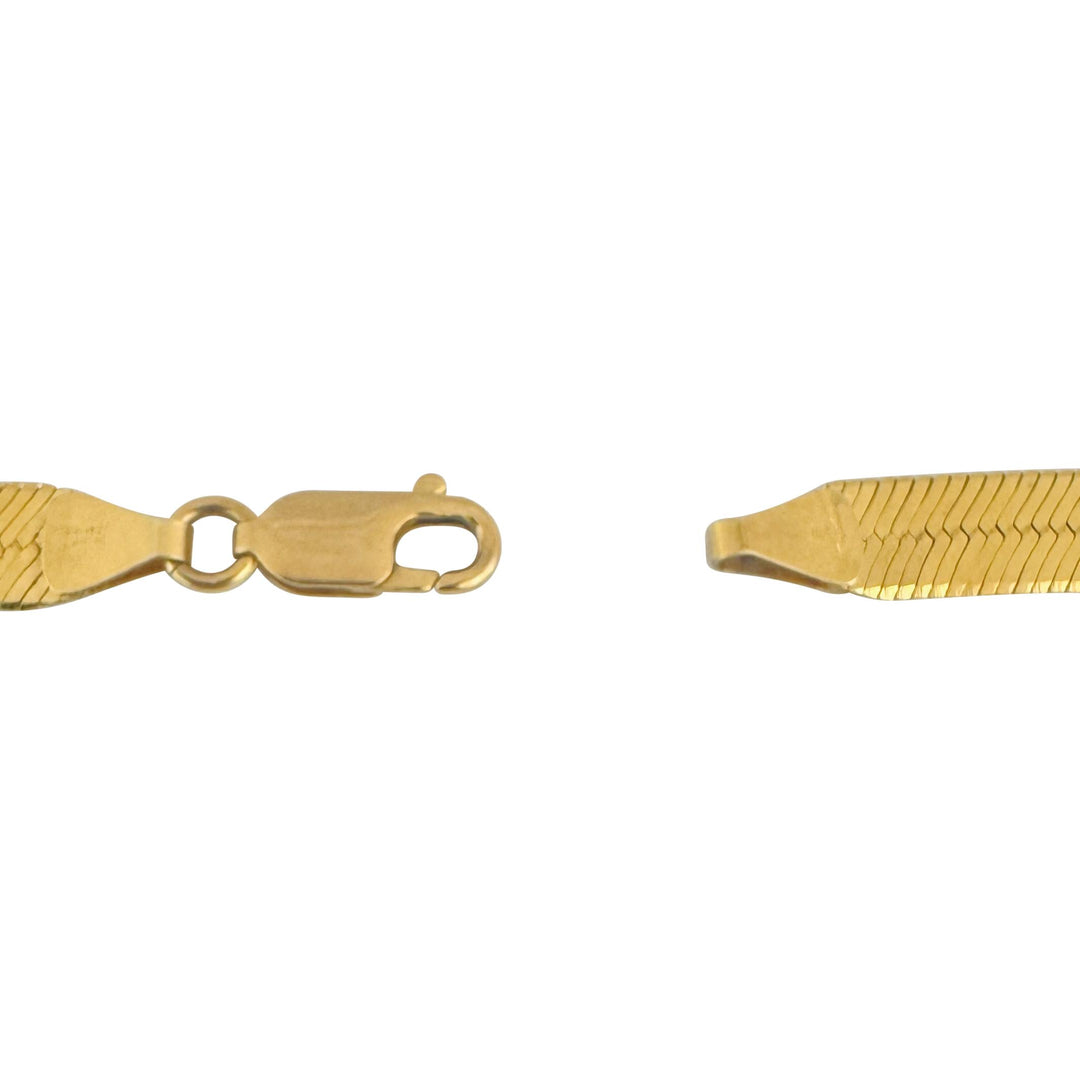 14k Yellow Gold 18.7g Solid Flat 7mm Herringbone Link Necklace Italy 18"