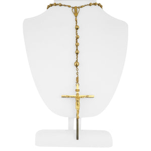 14k Yellow Gold 44g Vintage Long Beaded Crucifix Rosary Necklace 30"