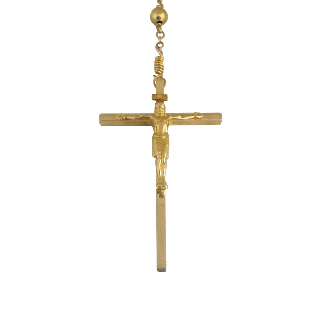14k Yellow Gold 44g Vintage Long Beaded Crucifix Rosary Necklace 30"