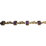 14k Yellow Gold and Amethyst 8g Ladies Fancy Link Bracelet 7.5"