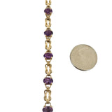 14k Yellow Gold and Amethyst 8g Ladies Fancy Link Bracelet 7.5"
