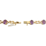 14k Yellow Gold and Amethyst 8g Ladies Fancy Link Bracelet 7.5"