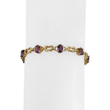 14k Yellow Gold and Amethyst 8g Ladies Fancy Link Bracelet 7.5"