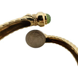 14k Yellow Gold 33.8g Pink and Green Tourmaline Diamond Bypass Bangle 6.5"
