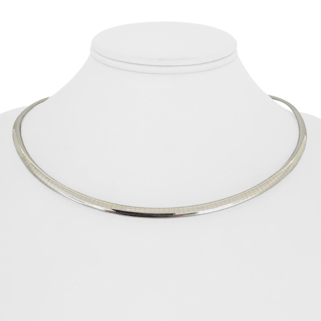 14k White Gold 22.7g Solid Ladies 4mm Omega Link Necklace 17"