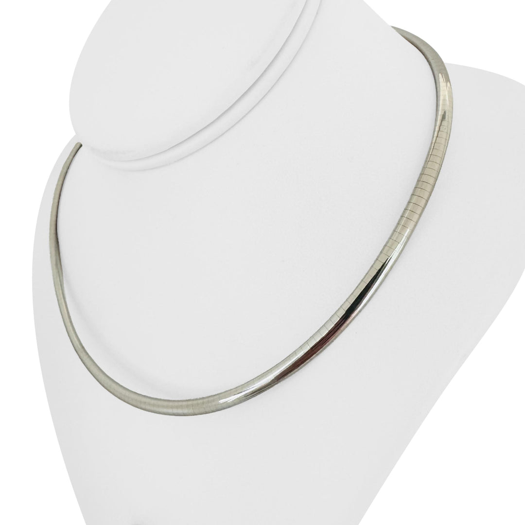 14k White Gold 22.7g Solid Ladies 4mm Omega Link Necklace 17"