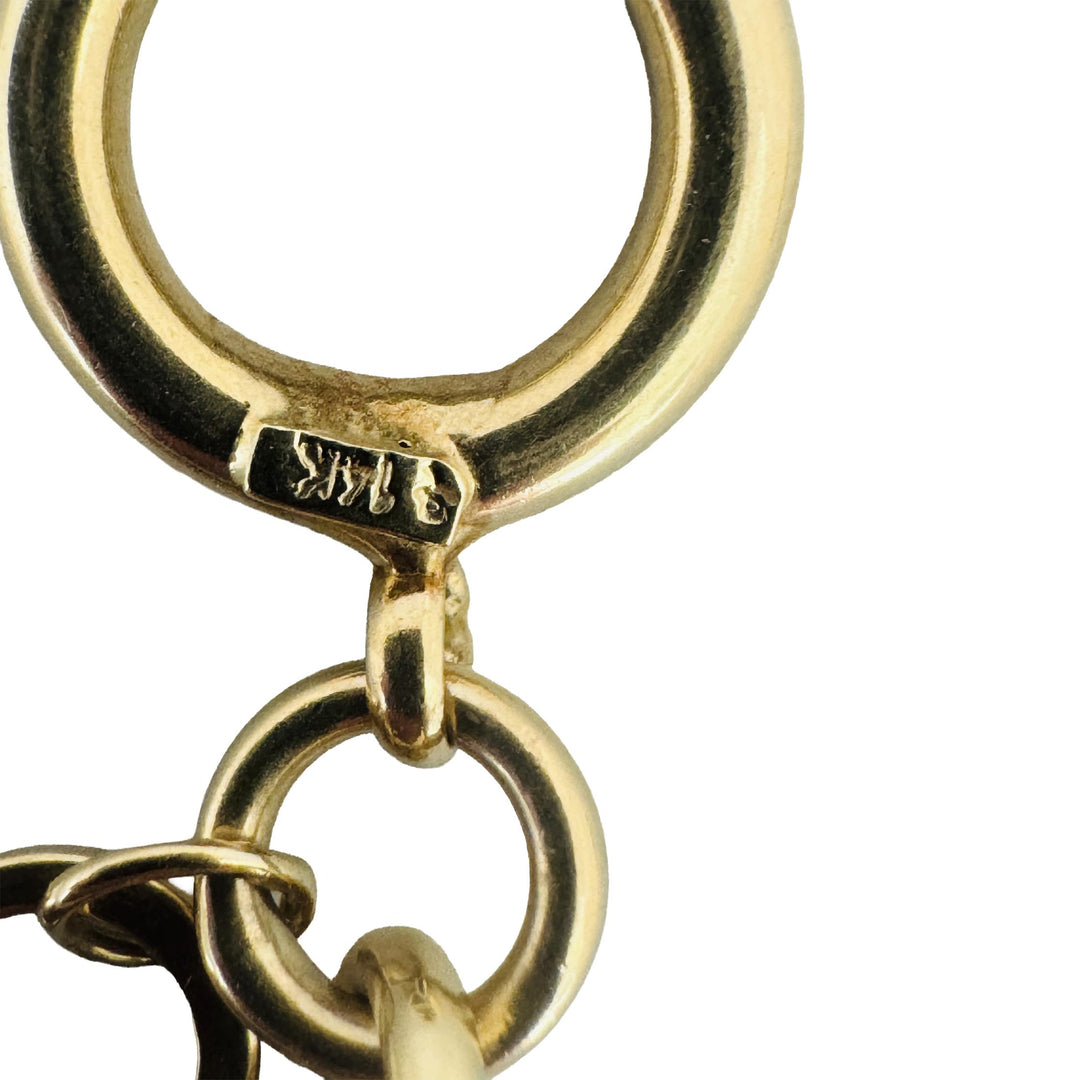 14k Yellow Gold 22.5g Hollow Cable Link Necklace with Heart Charm Toggle 16"