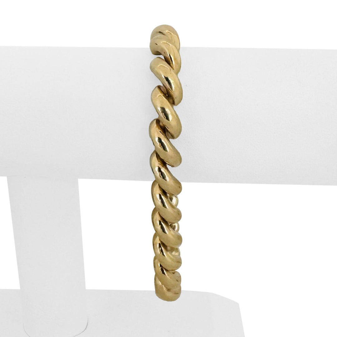 14k Yellow Gold 18.7g Ladies Polished 9mm San Marco Link Bracelet Turkey 8"