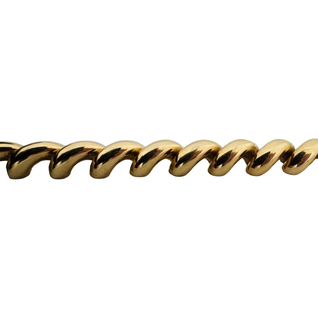 14k Yellow Gold 18.7g Ladies Polished 9mm San Marco Link Bracelet Turkey 8"