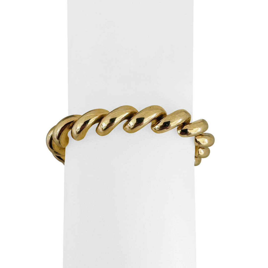 14k Yellow Gold 18.7g Ladies Polished 9mm San Marco Link Bracelet Turkey 8"