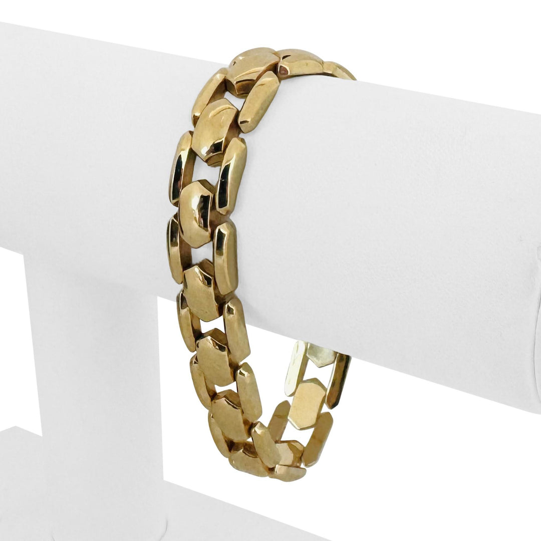 14k Yellow Gold 15.6g Milor Vintage Polished 11.5mm Fancy Link Bracelet Italy 7"