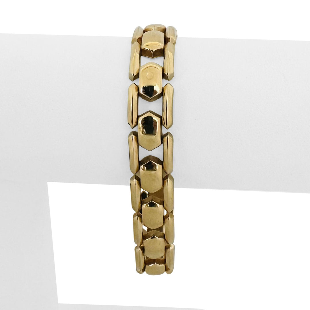 14k Yellow Gold 15.6g Milor Vintage Polished 11.5mm Fancy Link Bracelet Italy 7"