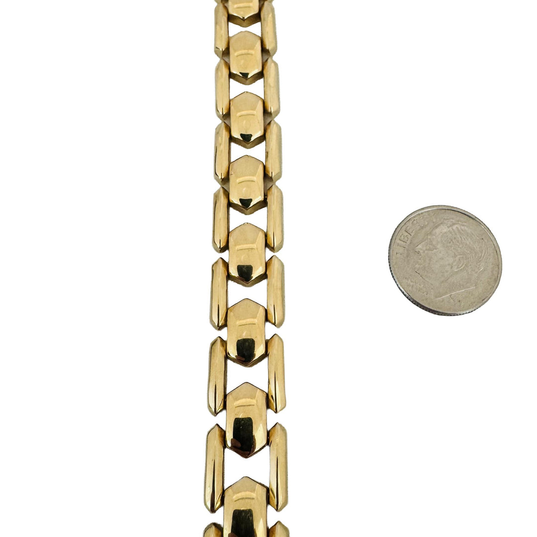 14k Yellow Gold 15.6g Milor Vintage Polished 11.5mm Fancy Link Bracelet Italy 7"