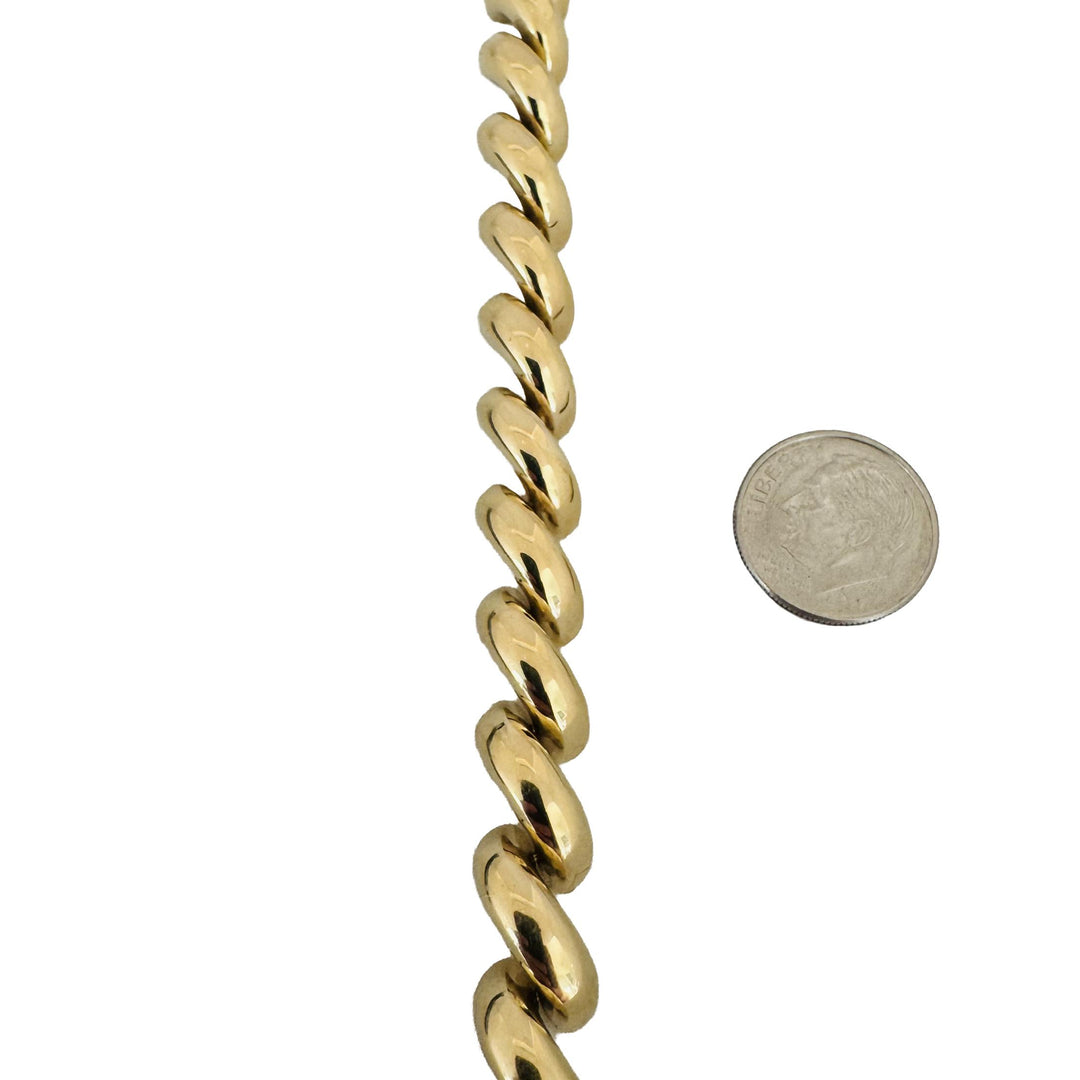 14k Yellow Gold 19.4g Ladies Polished 9mm San Marco Link Bracelet Turkey 8"