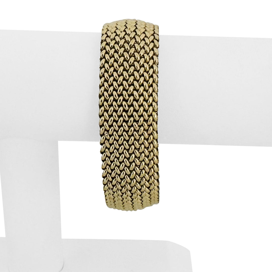 14k Yellow Gold 43.5g Thick Wide 20mm Heavy Mesh Link Bracelet Italy 8"